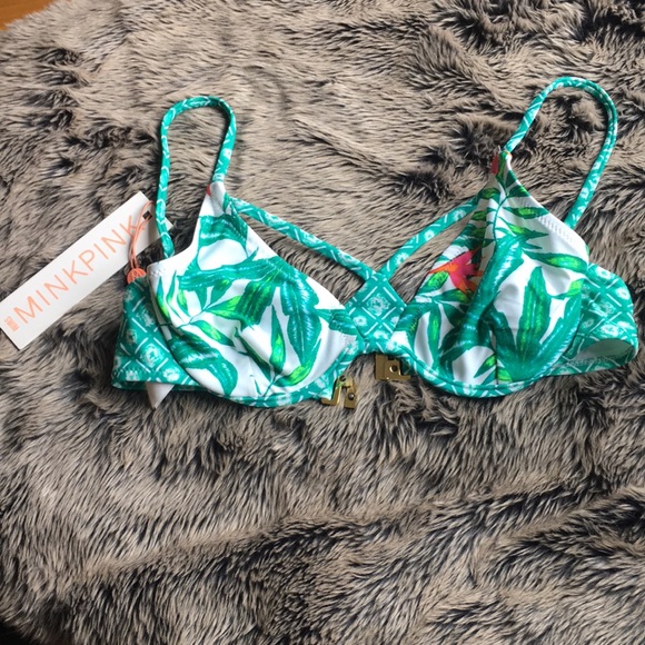 MINKPINK Tropical Jade Floral Cutout Bikini Top - Picture 2 of 5